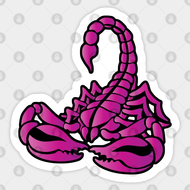 Pink Scorpion, Tribal Art Style Sticker by Designs by Darrin